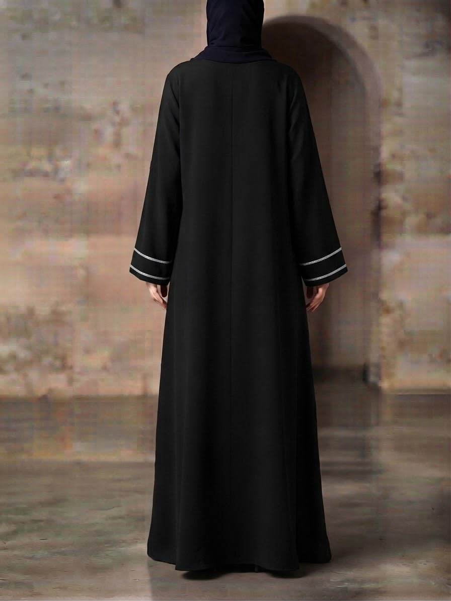whatsapp image 2026 09 04 at 10.03.49 pm Black Light Crinkle Georgette Abaya - Image 2