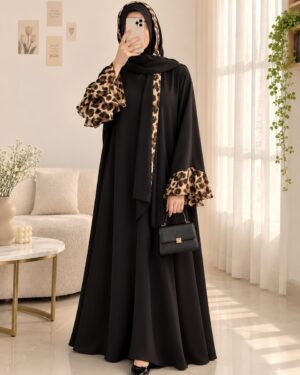 Home Luxe Leopard Panel Abaya